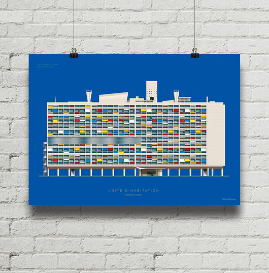 Unite d'Habitation - plakat giclee art minimalmill