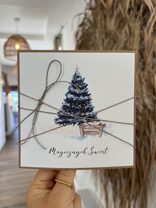 kartki świąteczne Ręcznie robiona kartka świąteczna z choinką