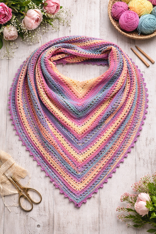 szale damskie Chusta wielokolorowa wełniana Angora