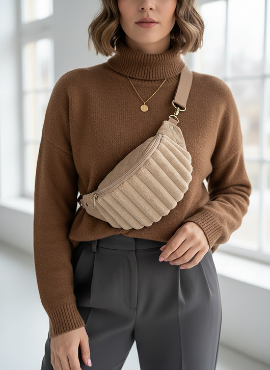 torebki różne Nerka sztruks ecru M + miniporfel gratis