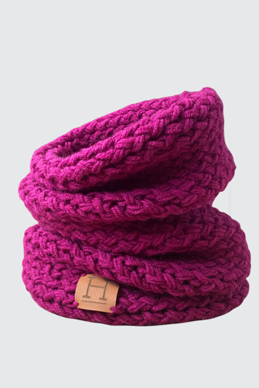 szale damskie Komin z wełny merynosa handmade Różowy