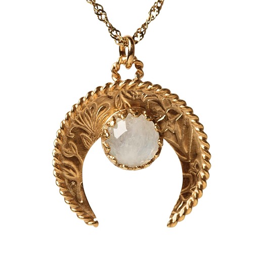 złote naszyjniki Złoty naszyjnik z lunulą z kamieniem księżycowym