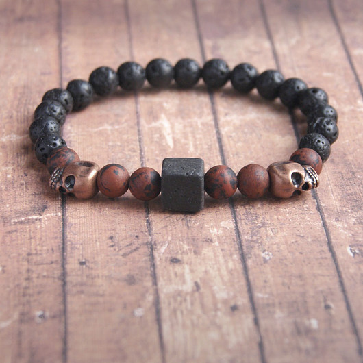męska bransoletka :: black COPPER skulls kaktusia