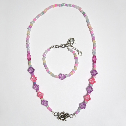 komplet biżuterii Komplet - Różowy, pastelowy imbryk