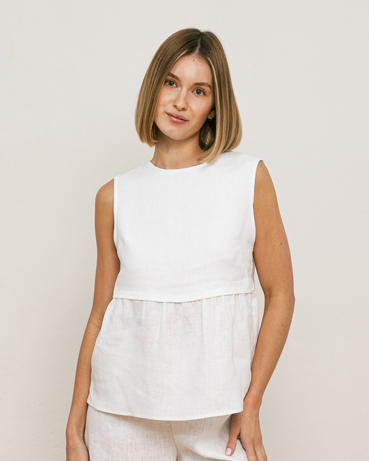 bluzki - inne Bluzka lniana biała
