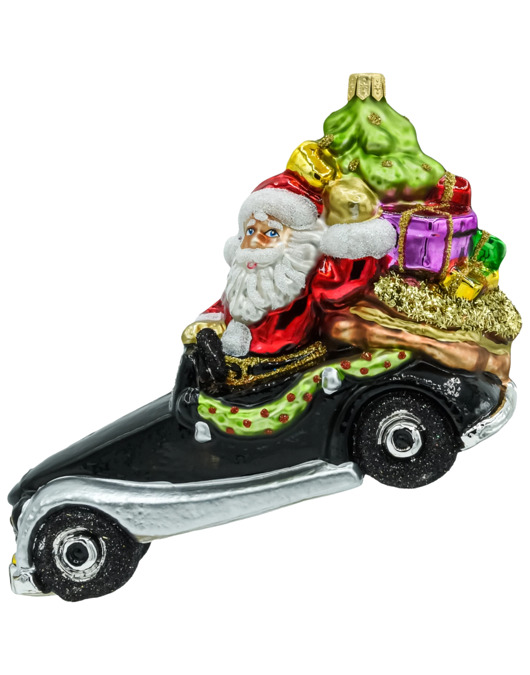 bombki Bombka choinkowa: Mikołaj w aucie retro z prezentami