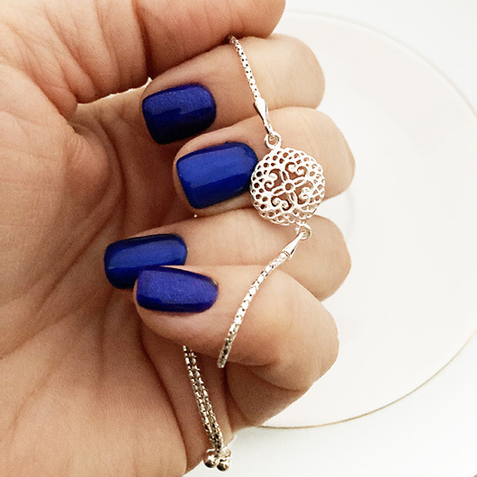 bransoletki srebrne FINEZJA- Srebrna Bransoletka z rozetką, prezent