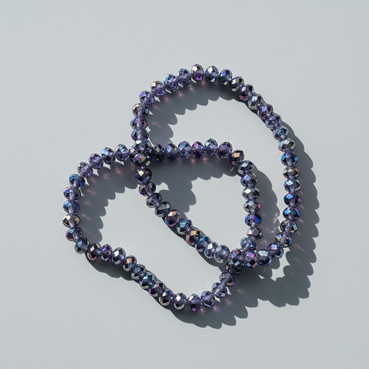 bransoletki ze szkła Zestaw Dwóch Fioletowych Bransoletek z Kryształków Szklanych