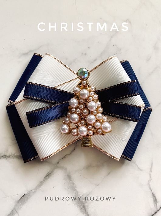 broszki Brosza z Choinką z perłami  Mikołajki Święta