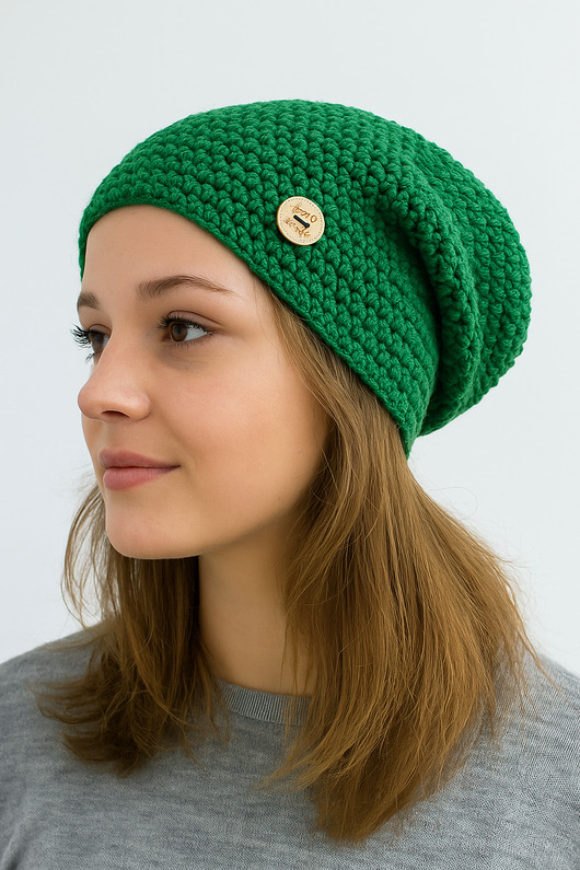 czapki damskie Czapka całoroczna przejściowa cienka bawełna s/m unisex soczysta zieleń