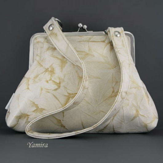 Torebka L :: ecru and gold leather :: yamira