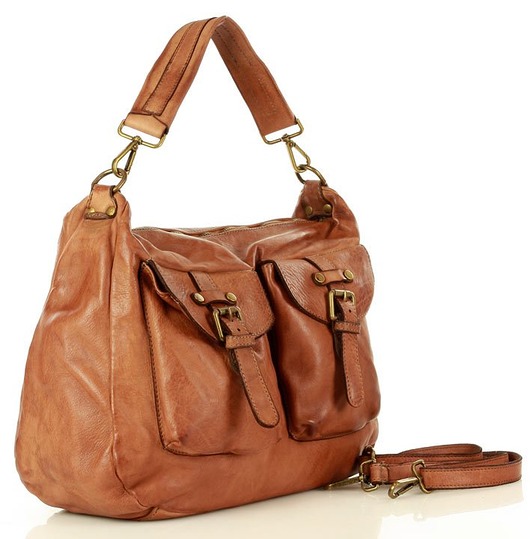 torby XXL Torebka damska z kieszeniami skóra naturalna