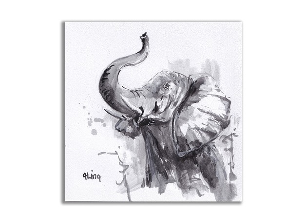 grafiki i ilustracje Słoń. Grafika ręcznie malowana