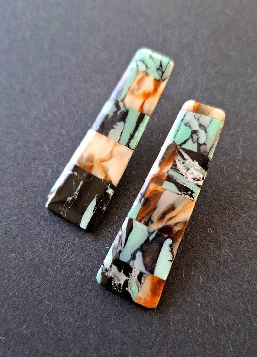 kolczyki z masy plastycznej Kolczyki kamienne inspiracje no1