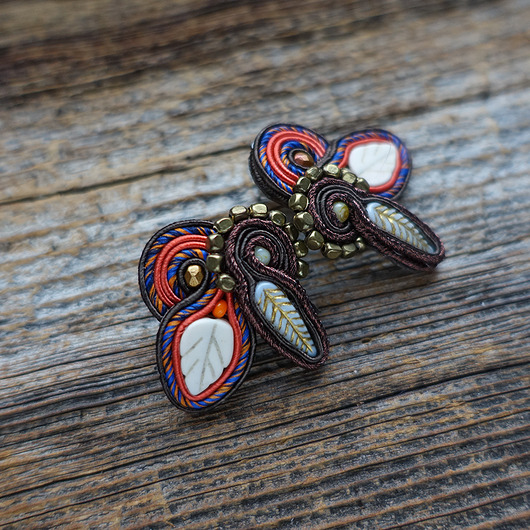 kolczyki soutache Kolczyki soutache Jesienny liść