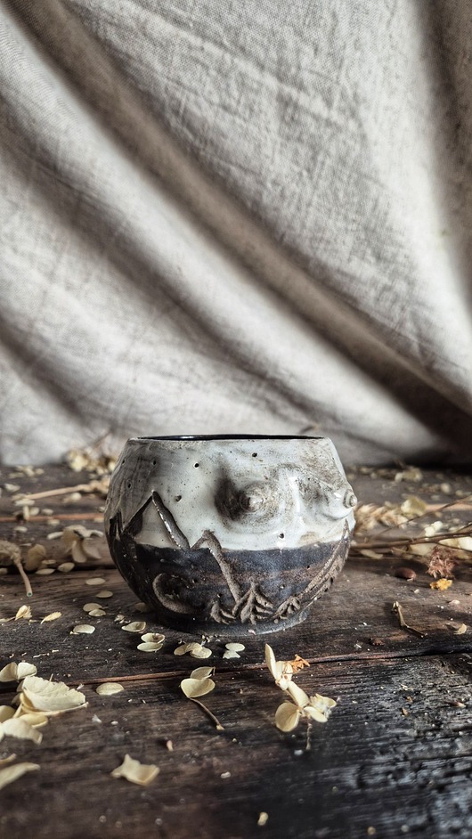 kubki Kubek cycuszki na kawę, kubek górski scraffito, czarka cycuszek