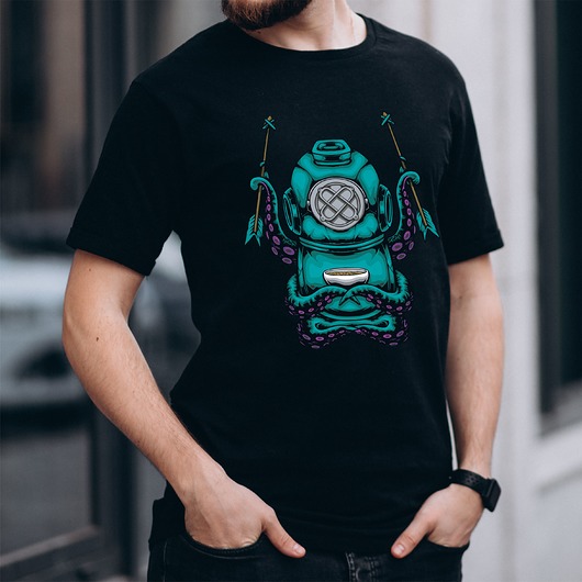 Koszulka  z nadrukiem Octopus diver ART ORGANIC