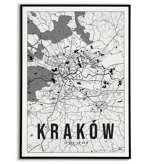 plakaty Plakat miasto POLSKA - KRAKÓW 2 obraz MAPA