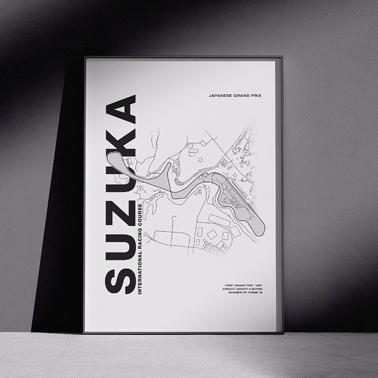 plakaty Plakat Tory wyścigowe - Suzuka