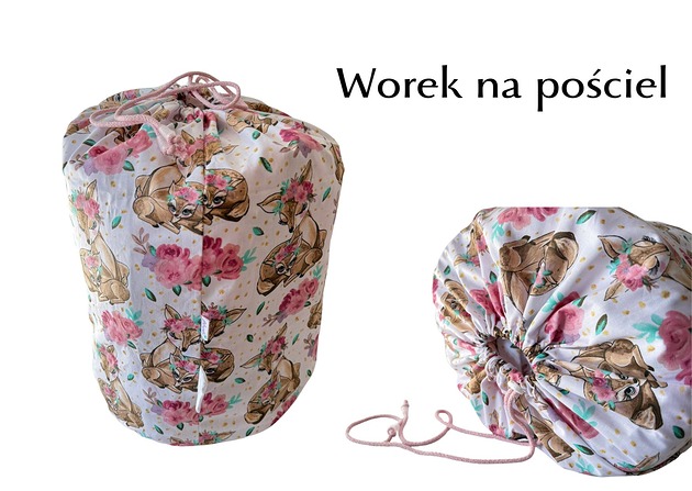 kocyki, kołderki, pościel dla dzieci Worek na pościel do przedszkola i żłobka. Duży bawełniany, ściągany