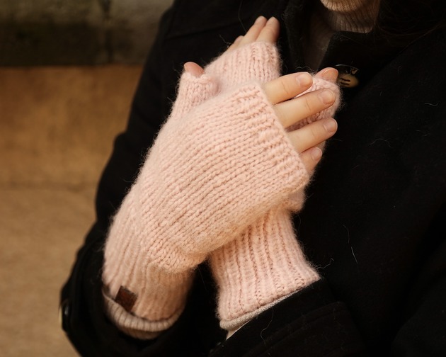rękawiczki damskie Mitenki rękawiczki bez palców pudrowy róż