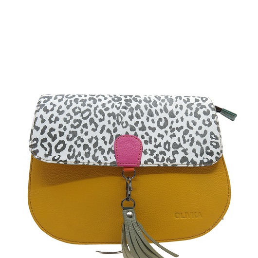 torby na ramię Torebka damska klasyczna odpinany wymienny chwost brelok OLIVKA