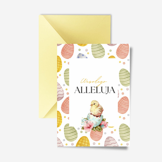 kartki wielkanocne Kartka na Wielkanoc z motywem kurczaczka, Wesołego Alleluja