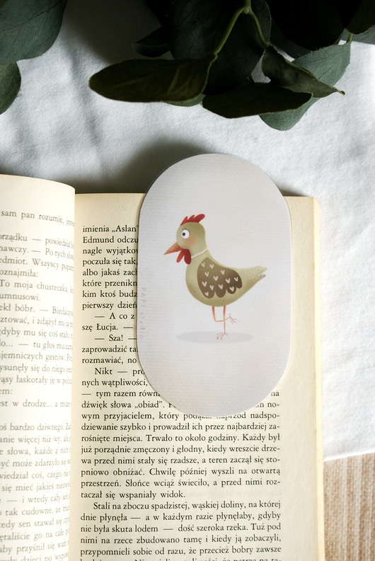 zakładki do książek Zakładka do książki kurka ilustracja dla dzieci retro bajkowa