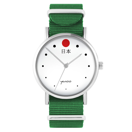 zegarki unisex Zegarek - Japonia - zielony, nylonowy