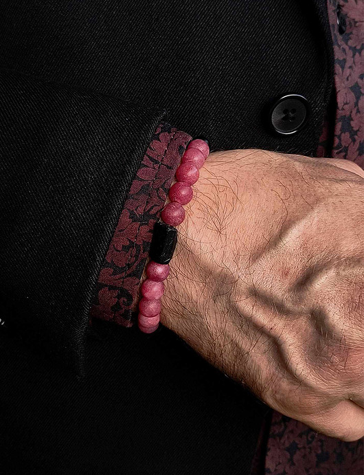 biżuteria męska Bransoleta Męska Różowa Amulet obwód 20cm