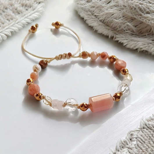 bransoletki z kamieni naturalnych RADOŚĆ ŻYCIA - amulet - k. słoneczny, opal, k.górski, cytryn, k. różowy