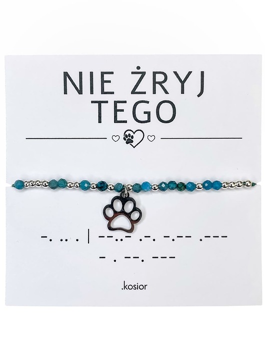 bransoletki na sznurku Bransoletka z kamieni naturalnych Apatyt, Hematyt, 10% na zwierzaki