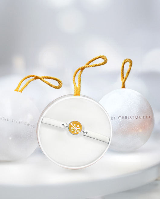 bransoletki ze szkła Christmas edition -Śnieżynka- yellow - bransoletka stalowa