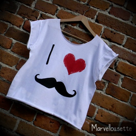 I love moustache white T-shirt oversize [38 M] Marvellousette