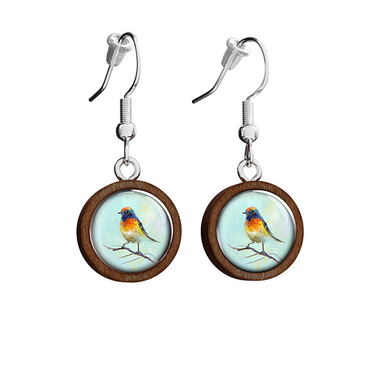 kolczyki drewniane Kolczyki drewniane -Kolorowy ptak - wiszące