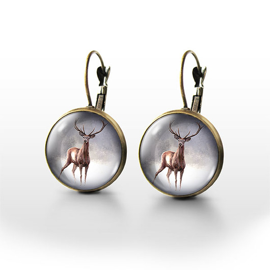 kolczyki szklane Kolczyki - Jeleń 2 - brąz