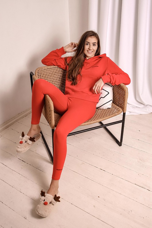 komplety damskie Komplet homewear bluza i legginsy czerwony