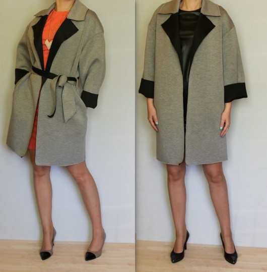 PŁASZCZ dwukolorowy- PIANKA, glamour (34-44) MM FASHION