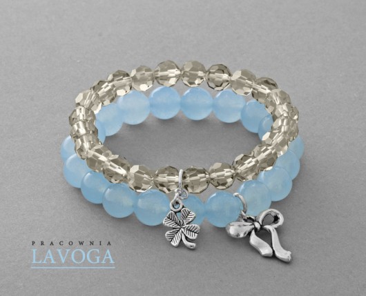 Light blue jade & black diamond crystal set. Lavoga
