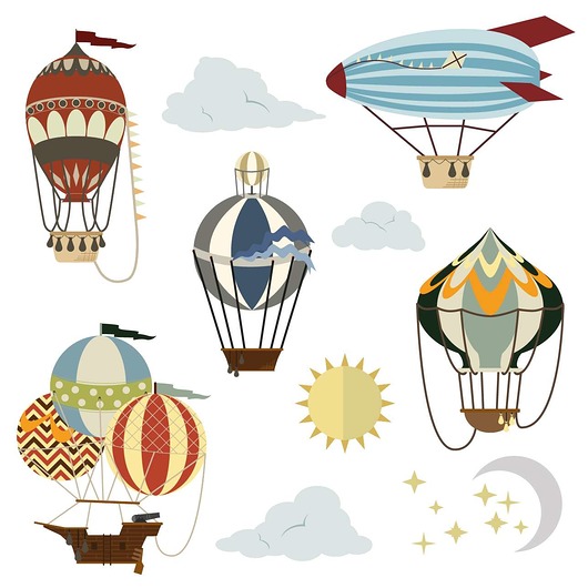 naklejki ścienne do pokoju dziecka Zestaw naklejek Travel Balloons 110x70cm