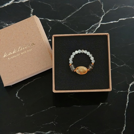 pierścionki elastyczne Pierścionek DOBROBYT - amulet - cytryn, kwarc dymny, kryształ górski