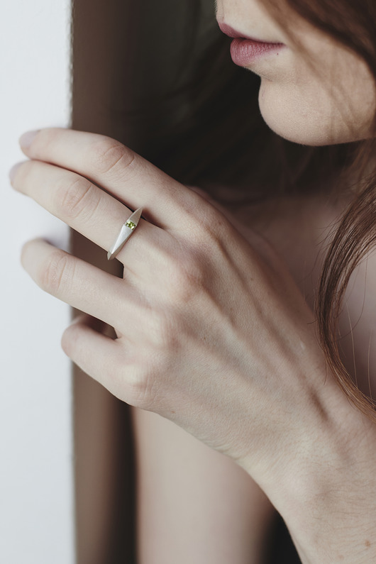 pierścionki srebrne Pierścionek Geommetry GEMstone/ satin silver ring