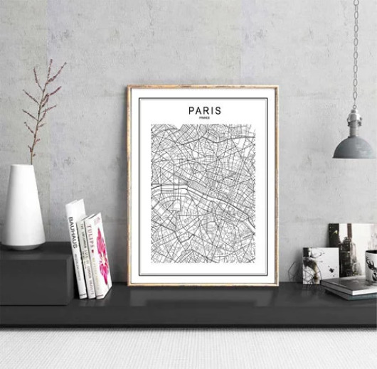 PLAKAT mapa Paryż Paris Francja Plan miasta black dot studio