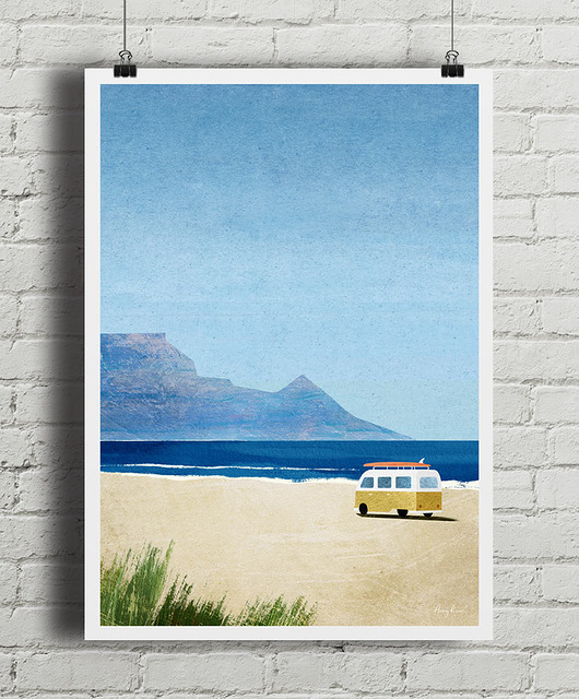 plakaty Plakat Kamper na plaży - surfing