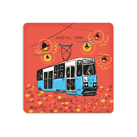 podkładki do kuchni Podkładka pod kubek Kraków Tramwaj Konstal 105Na
