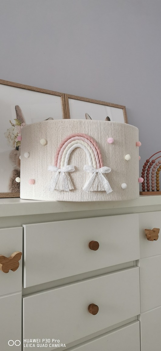 lampy do pokoju dziecka Lampa dziecięca tęcza, pomponiki, pastele