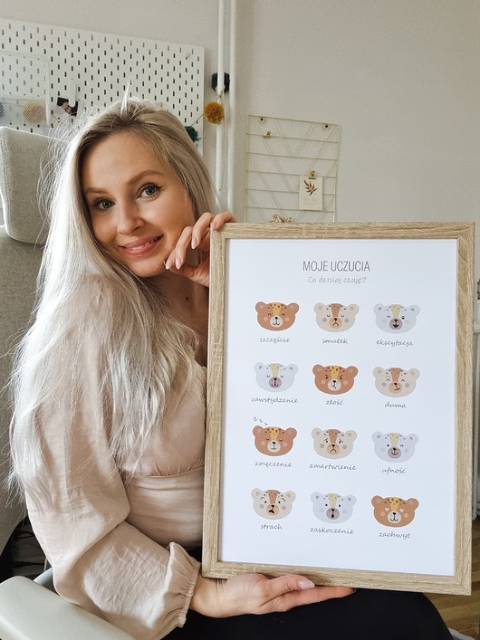 obrazy i plakaty do pokoju dziecięcego Moje uczucia  - Leśny plakat edukacyjny Las Misie