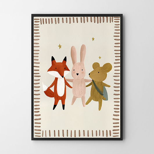 obrazy i plakaty do pokoju dziecięcego Zwierzęce trio - plakat dla dzieci pokój dziecka