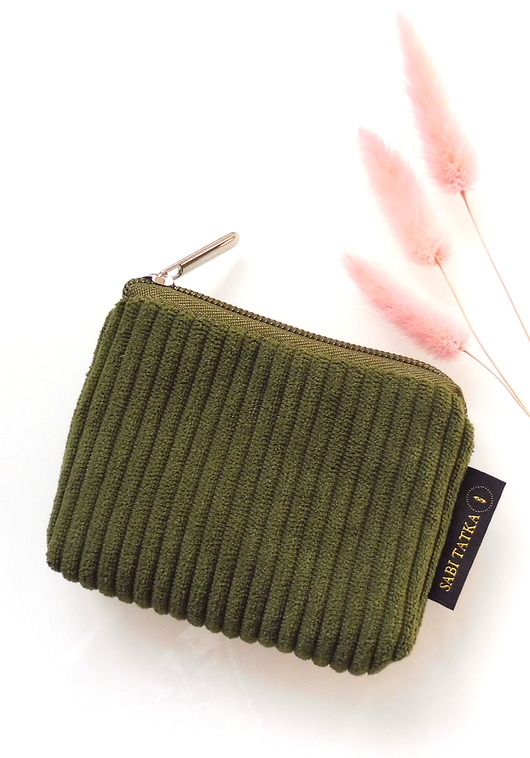 portfele damskie Portfel etui na karty ze sztruksu Khaki