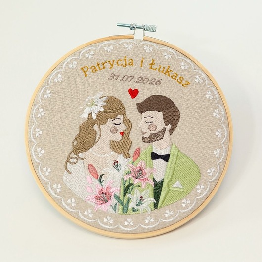 Ślub - inne Personalizowana pamiątka ślubna, haft w tamborku